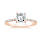 18K Solid Gold Asscher Eternity Diamond Bridal Set