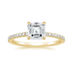 18K Solid Gold Asscher Eternity Diamond Bridal Set