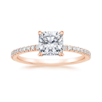 18K Solid Gold Cushion Pavé Eternity Lab Diamond Ring Set