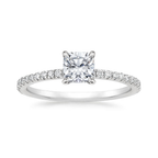 18K Solid Gold Cushion Pavé Eternity Lab Diamond Ring Set