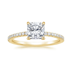18K Solid Gold Cushion Pavé Eternity Lab Diamond Ring Set
