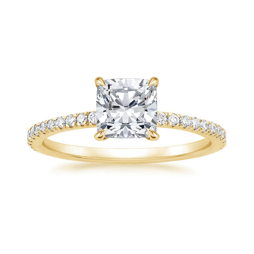 Classic Pave and Round Eternity Lab Diamond Ring Set in 18K Gold - Cushion