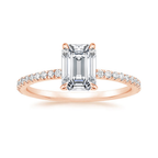 18K Solid Gold Emerald Pavé Eternity Lab Diamond Ring Set
