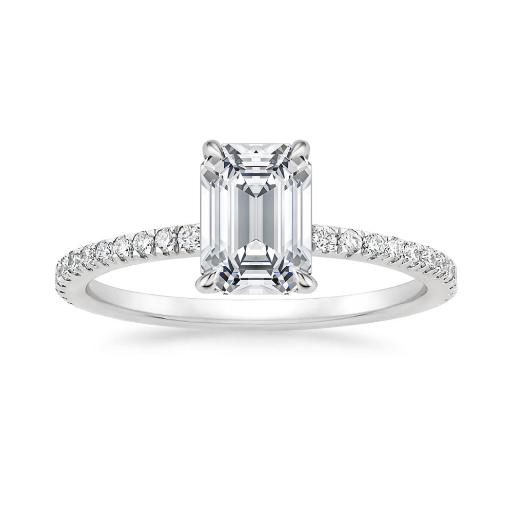 Classic Pave and Round Eternity Lab Diamond Ring Set in 18K Gold - Emerald