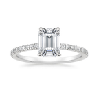 18K Solid Gold Emerald Pavé Eternity Lab Diamond Ring Set