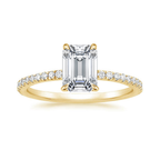 18K Solid Gold Emerald Pavé Eternity Lab Diamond Ring Set