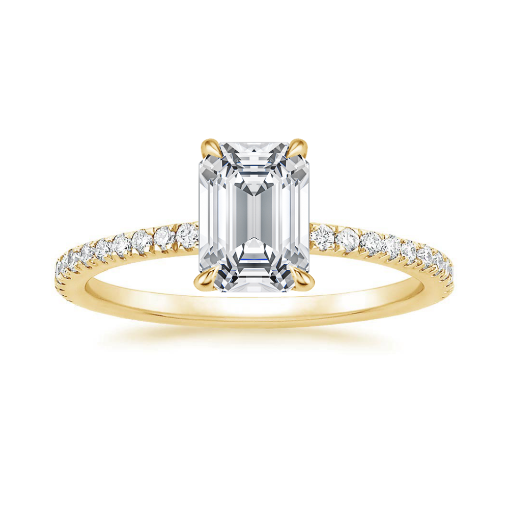 Classic Pave and Round Eternity Lab Diamond Ring Set in 18K Gold - Emerald