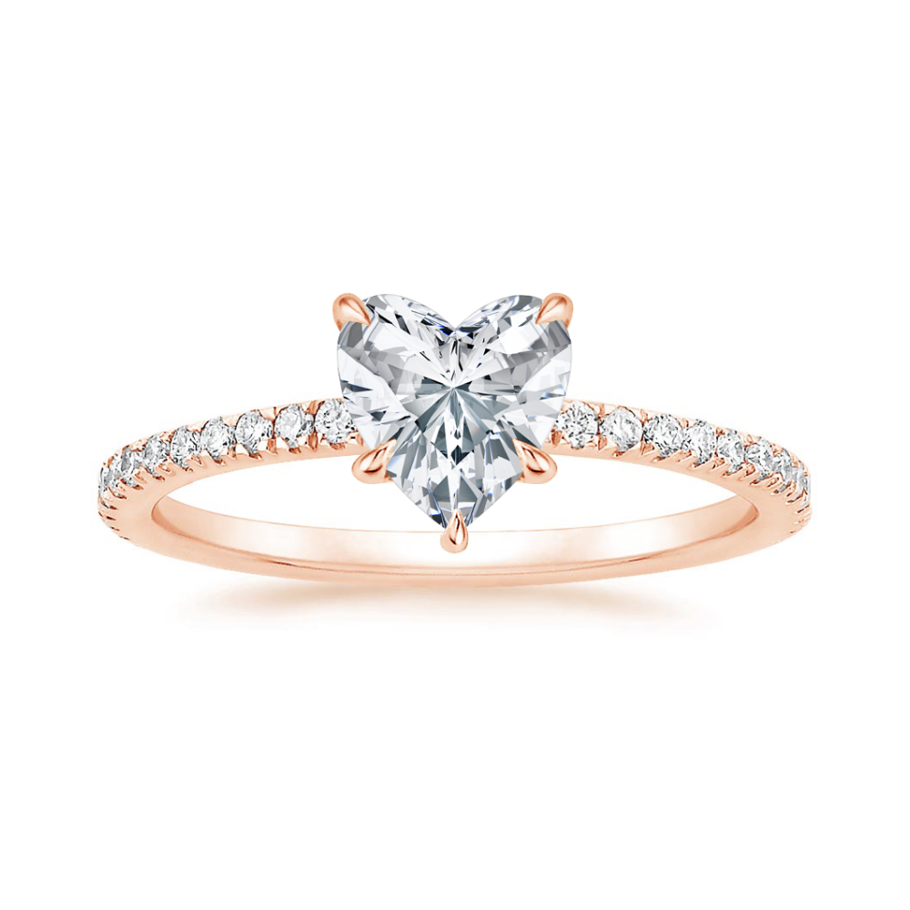 Classic Pave and Round Eternity Lab Diamond Ring Set in 18K Gold - Heart