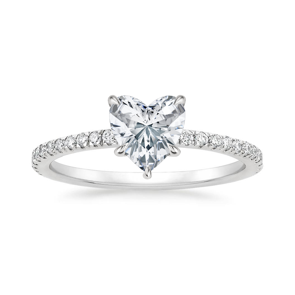 Classic Pave and Round Eternity Lab Diamond Ring Set in 18K Gold - Heart