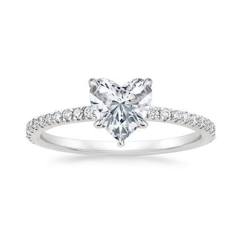 Classic Pave and Round Eternity Lab Diamond Ring Set in 18K Gold - Heart