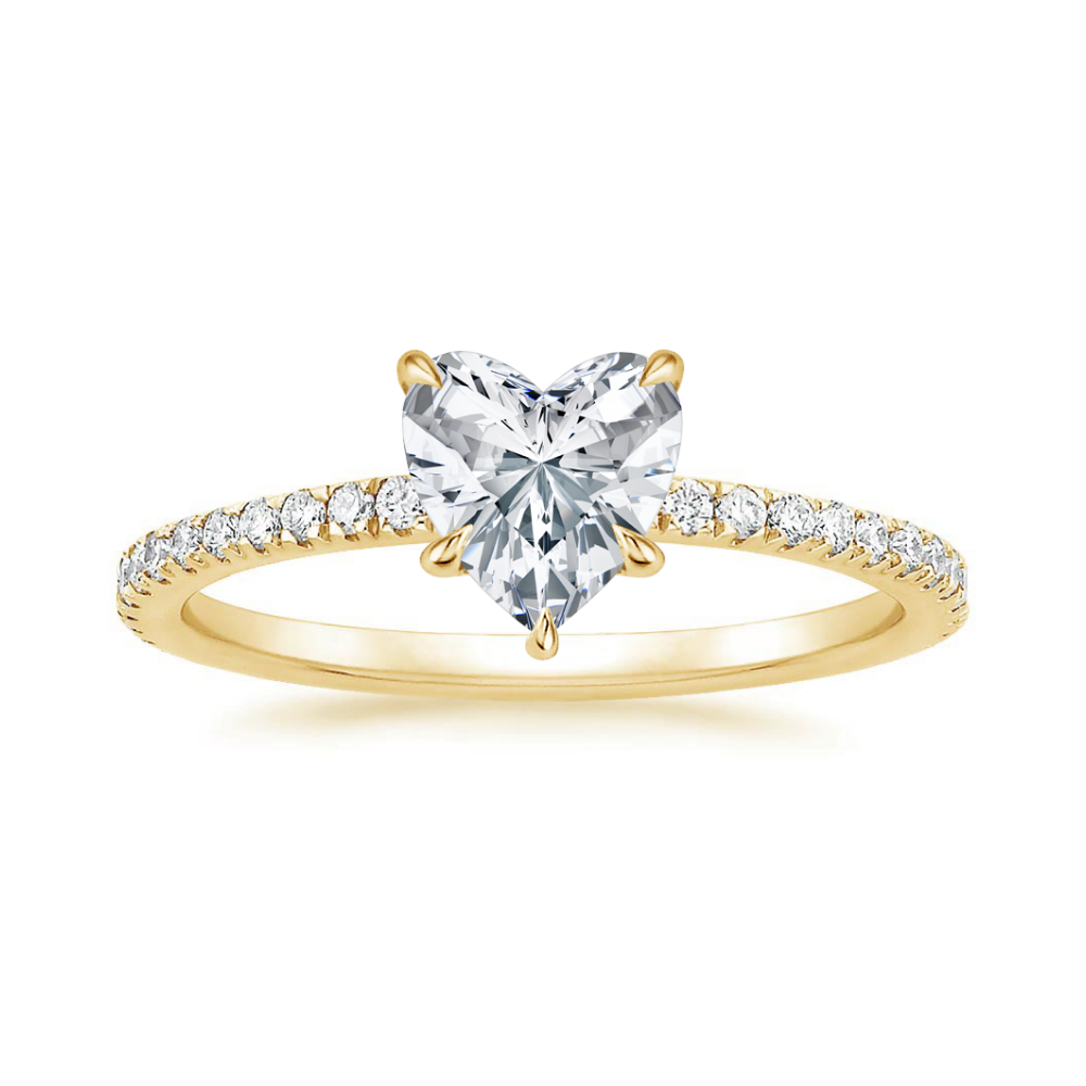 Classic Pave and Round Eternity Lab Diamond Ring Set in 18K Gold - Heart