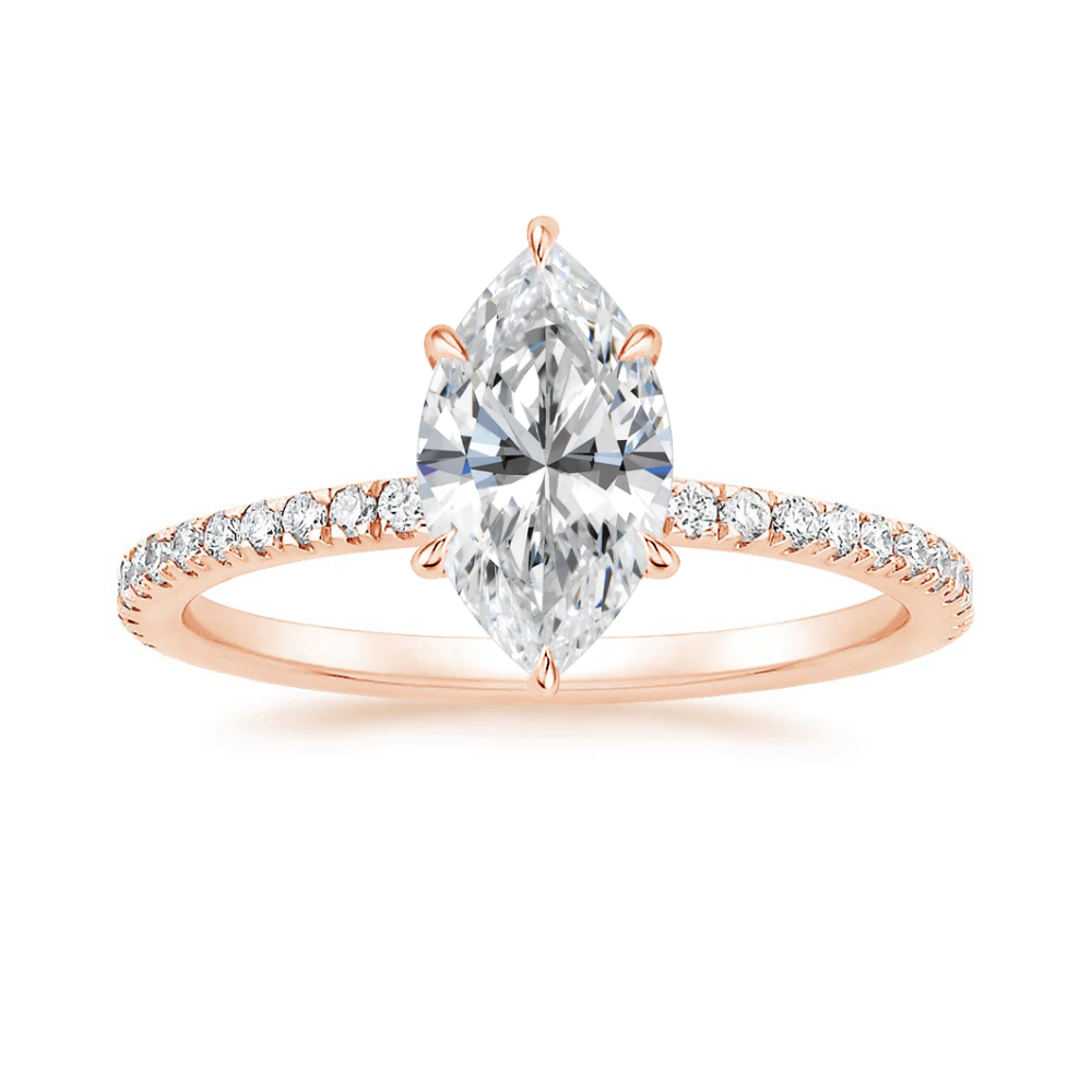 Classic Pave and Round Eternity Lab Diamond Ring Set in 18K Gold - Marquise