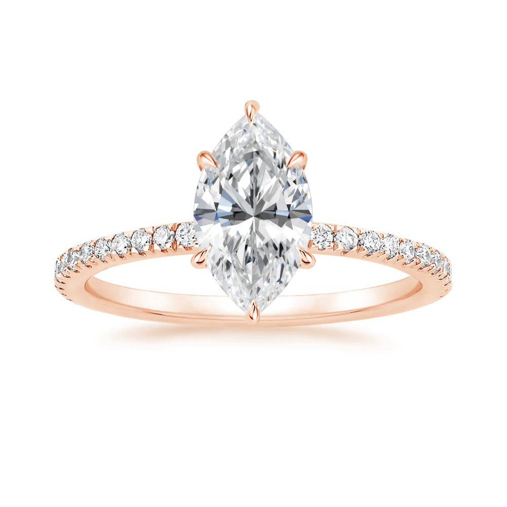 ⁠Marquise Diamond Pavé Engagement Ring & Matching Band Set