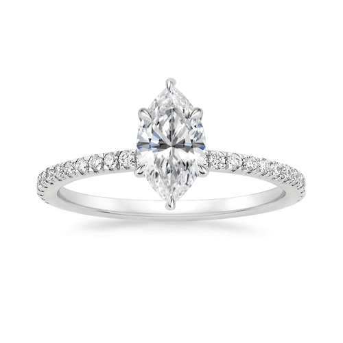 Classic Pave and Round Eternity Lab Diamond Ring Set in 18K Gold - Marquise