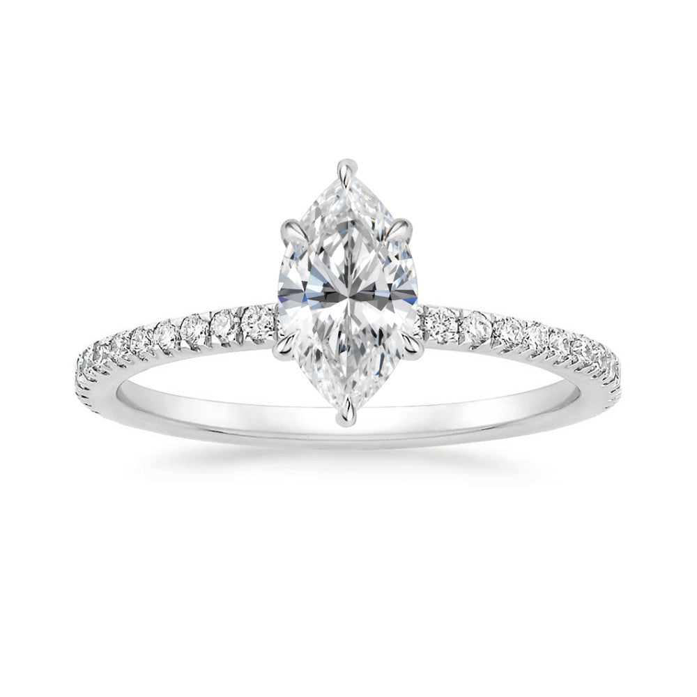 ⁠Marquise Diamond Pavé Engagement Ring & Matching Band Set