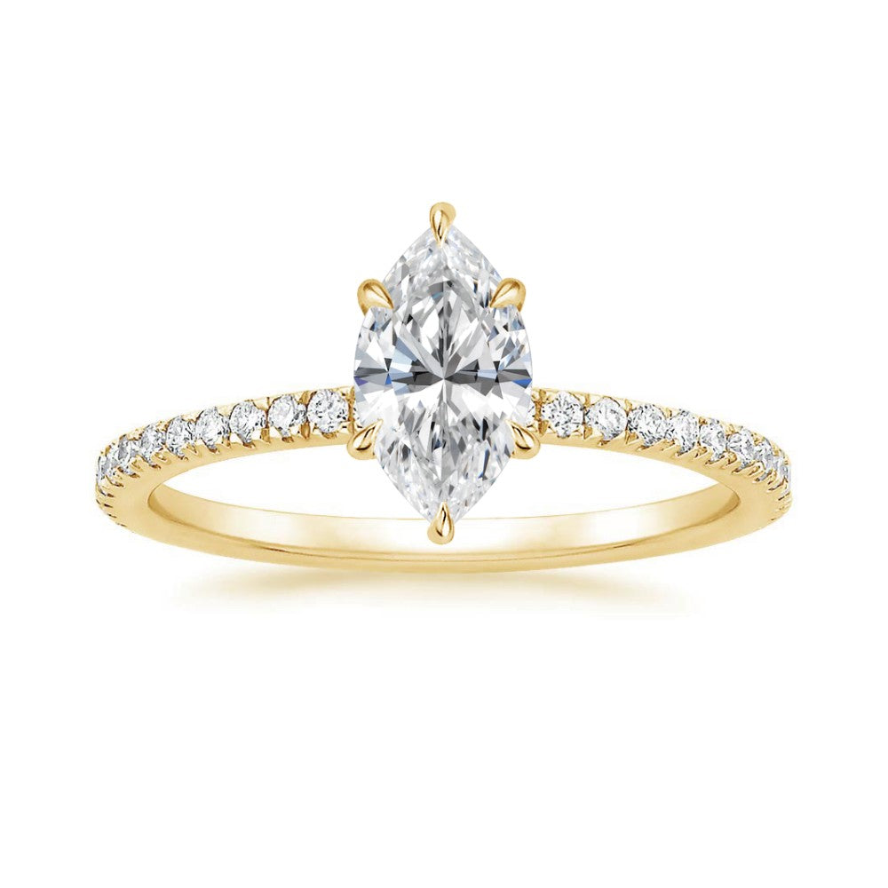 ⁠Marquise Diamond Pavé Engagement Ring & Matching Band Set
