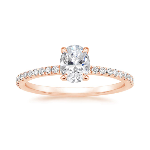 Classic Pave and Round Eternity Lab Diamond Ring Set in 18K Gold - Oval