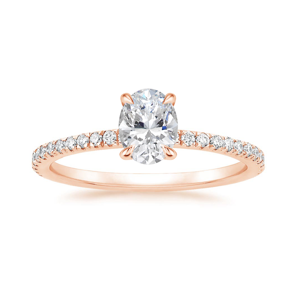 Classic Pave and Round Eternity Lab Diamond Ring Set in 18K Gold - Oval