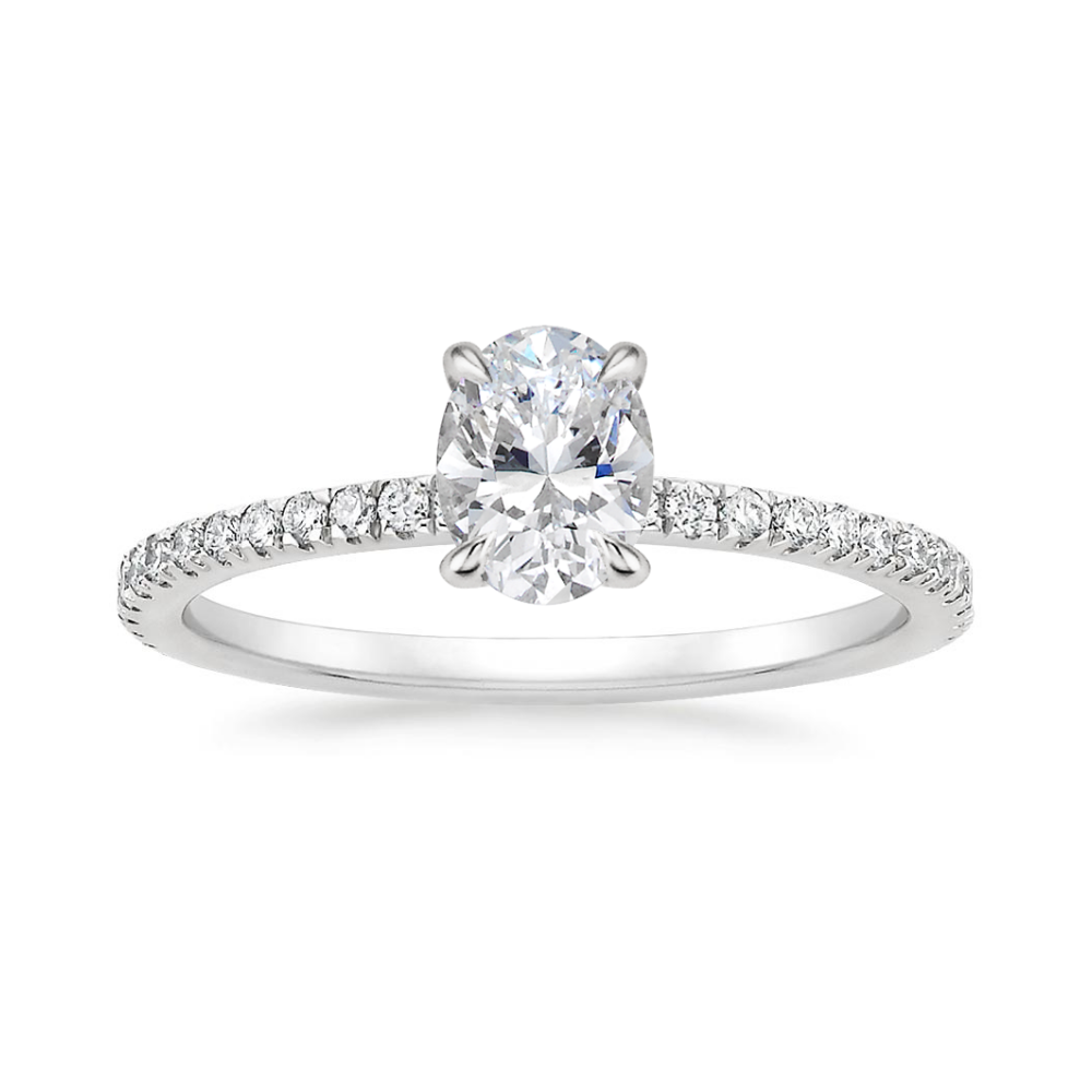 Classic Pave and Round Eternity Lab Diamond Ring Set in 18K Gold - Oval