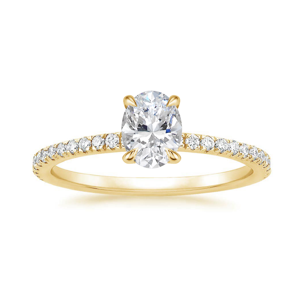 Classic Pave and Round Eternity Lab Diamond Ring Set in 18K Gold - Oval