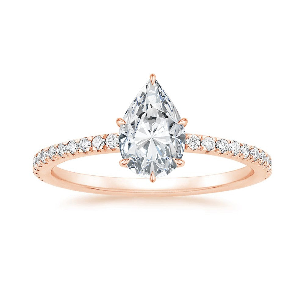 Pear Diamond Pavé Engagement Ring & Matching Band Set⁠