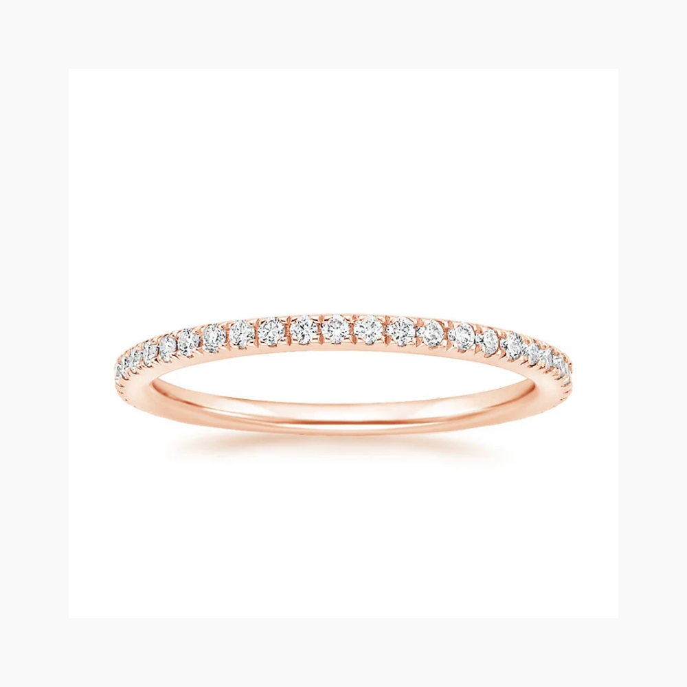 Classic Pave and Round Eternity Lab Diamond Ring Set in 18K Gold - Pear