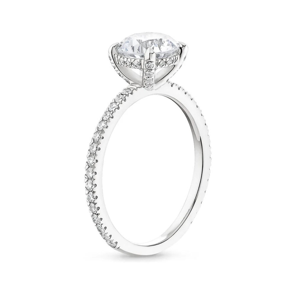 Classic Pave and Round Eternity Lab Diamond Ring Set in 18K Gold - Pear