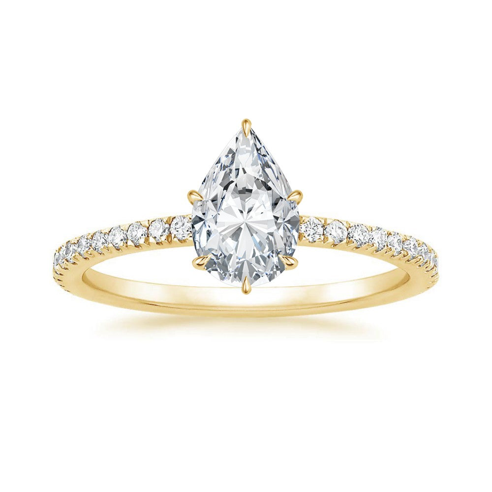 Pear Diamond Pavé Engagement Ring & Matching Band Set⁠