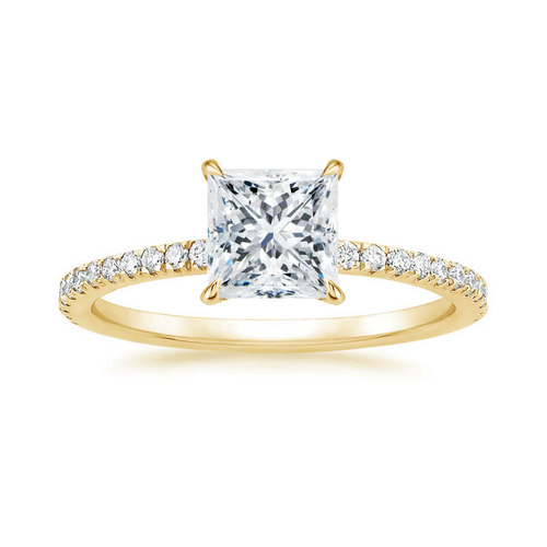 Classic Pave and Round Eternity Lab Diamond Ring Set in 18K Gold - Princess