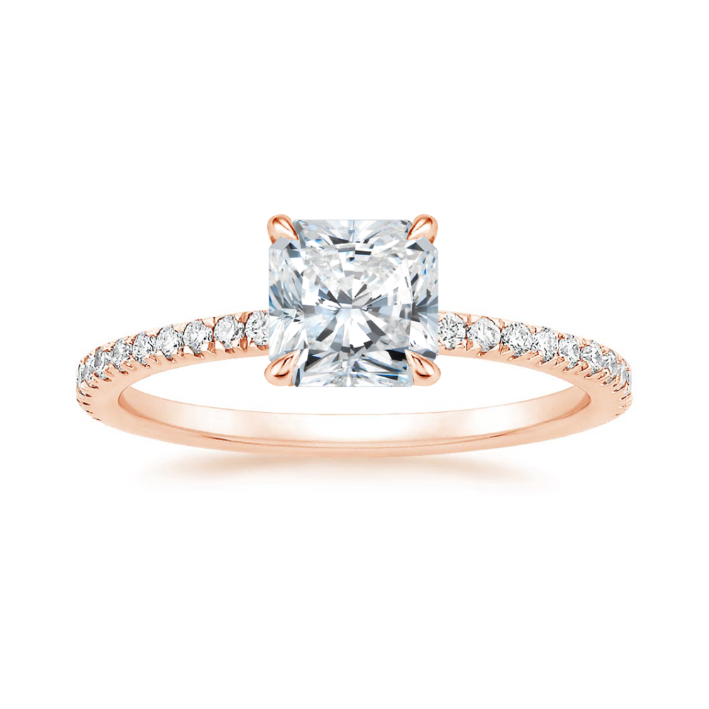 Classic Pave and Round Eternity Lab Diamond Ring Set in 18K Gold - Radiant