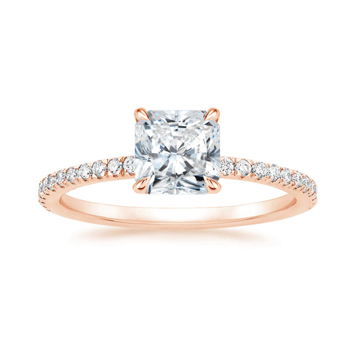 Classic Pave and Round Eternity Lab Diamond Ring Set in 18K Gold - Radiant