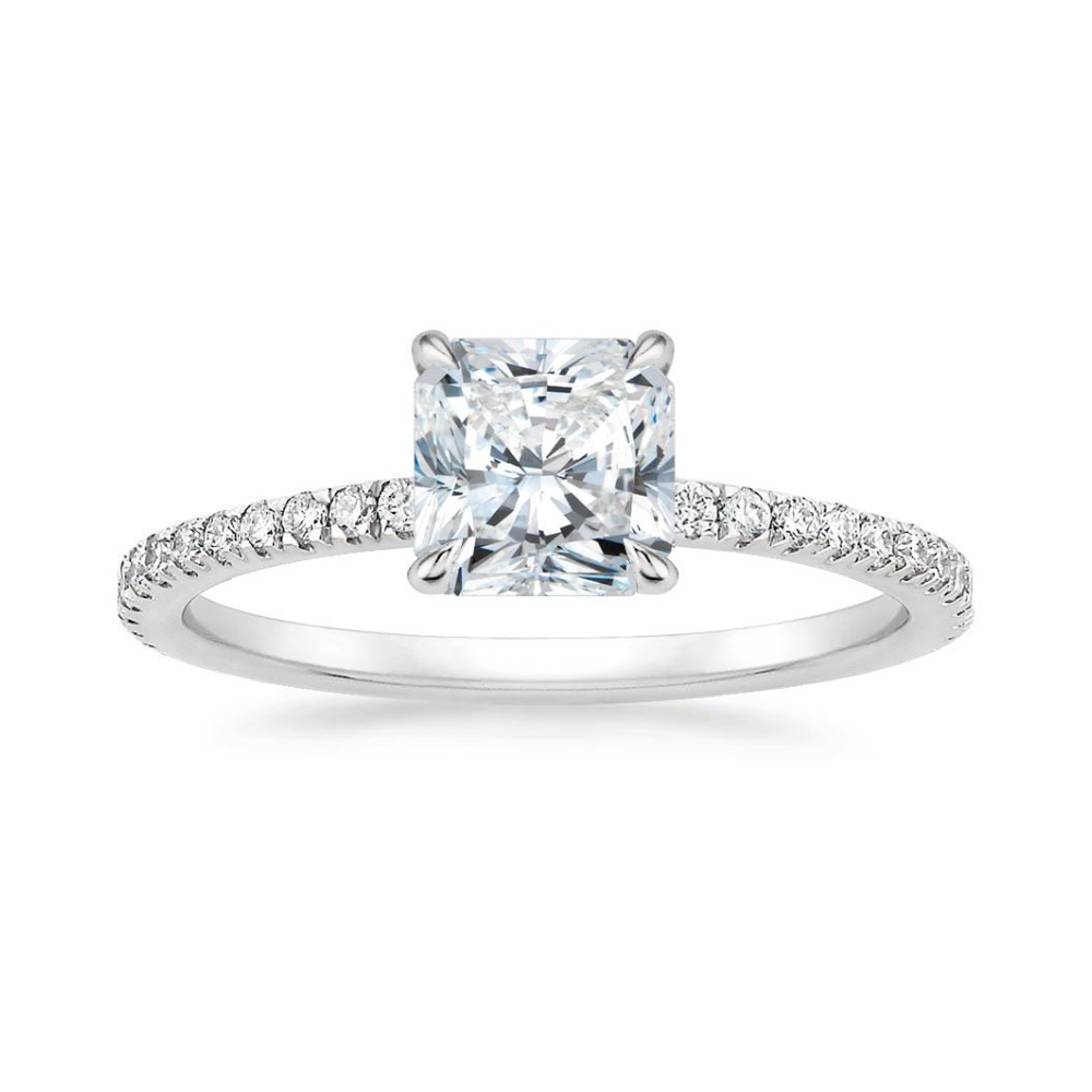 Classic Pave and Round Eternity Lab Diamond Ring Set in 18K Gold - Radiant