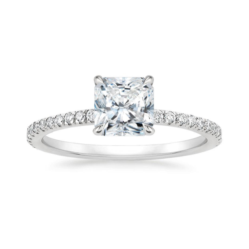 Classic Pave and Round Eternity Lab Diamond Ring Set in 18K Gold - Radiant