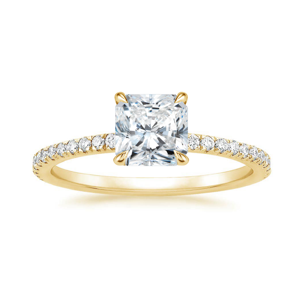 Classic Pave and Round Eternity Lab Diamond Ring Set in 18K Gold - Radiant