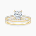 Classic Pave and Round Eternity Lab Diamond Ring Set in 18K Gold - Radiant