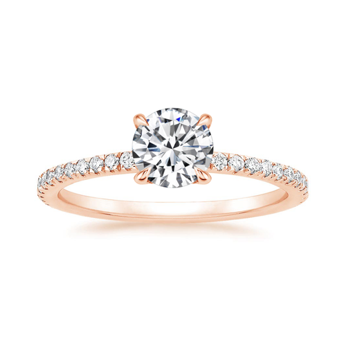 Classic Pave and Round Eternity Lab Diamond Ring Set in 18K Gold - Round