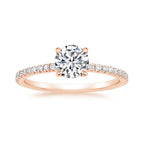 Round Diamond Pavé Engagement Ring & Matching Band Set⁠