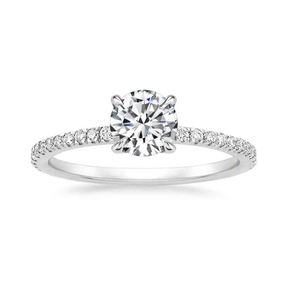 Classic Pave and Round Eternity Lab Diamond Ring Set in 18K Gold - Round