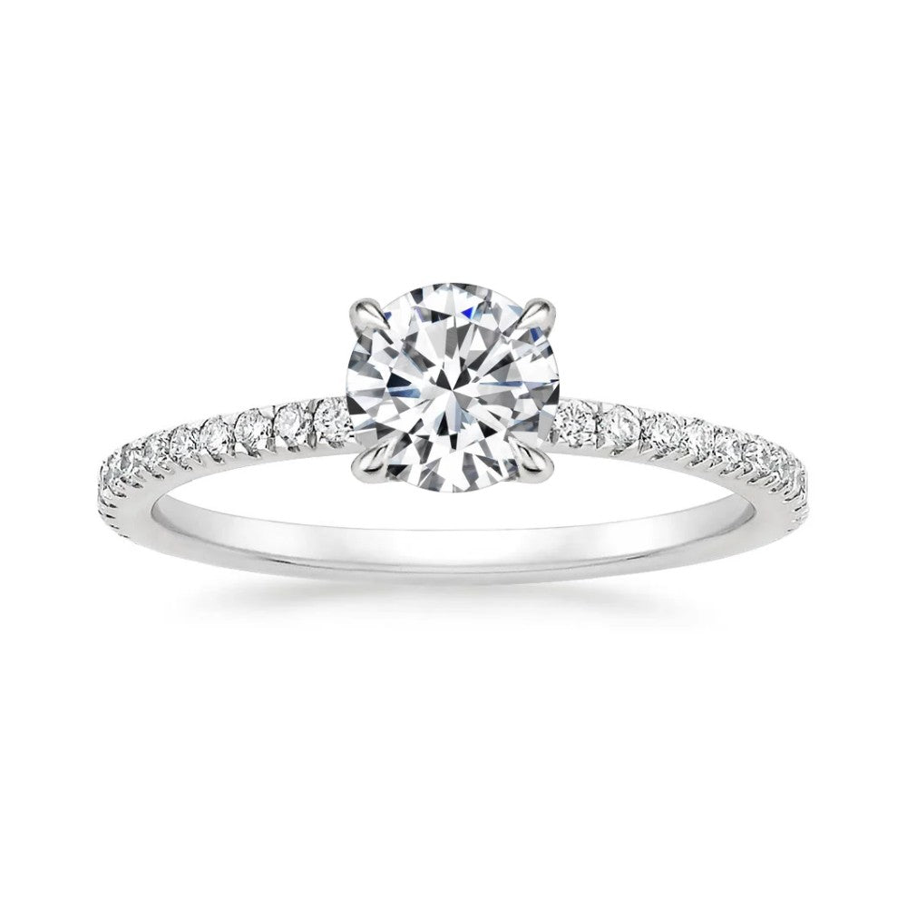 Round Diamond Pavé Engagement Ring & Matching Band Set⁠