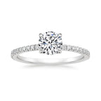 Round Diamond Pavé Engagement Ring & Matching Band Set⁠