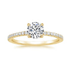 Round Diamond Pavé Engagement Ring & Matching Band Set⁠