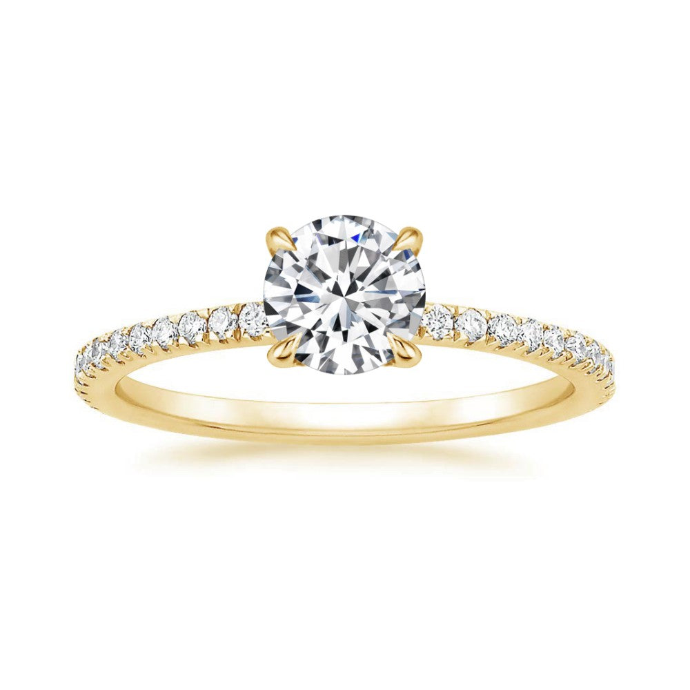 Round Diamond Pavé Engagement Ring & Matching Band Set⁠