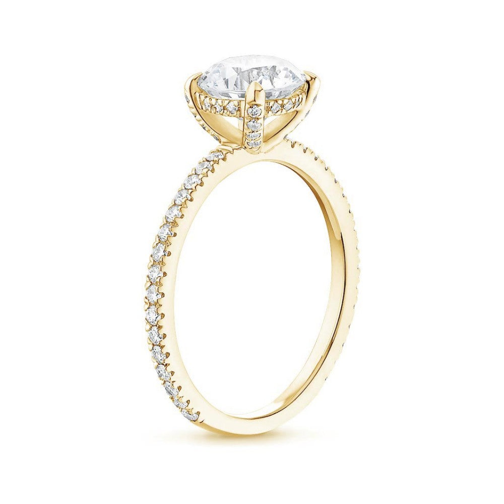 Round Diamond Pavé Engagement Ring & Matching Band Set⁠