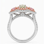 18K Solid Gold Michaela Fancy Green Pear Halo Pavé Lab Diamond Ring