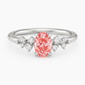 Gaia Accents (Round Side Diamonds) Fancy Pink Oval Lab Diamond Ring in White Gold 18K