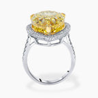 18K Solid Gold Fancy Yellow Pear Halo Pavé Lab Diamond Ring