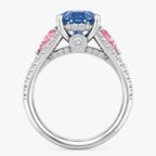 18K Solid Gold Anastasia Fancy Blue Oval Accent Lab Diamond Ring