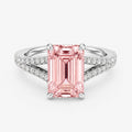 Split Pave Fancy Pink Emerald Lab Grown Diamond Engagement Ring in White Gold 18K