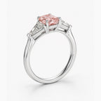 18K Solid Gold Fancy Pink Cushion Trilogy Lab Diamond Ring