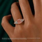 18K Solid Gold Fancy Pink Cushion Trilogy Lab Diamond Ring